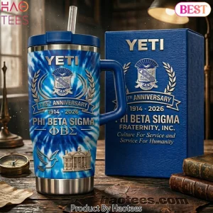 Phi Beta Sigma 112th Anniversary Commemorative Blue Tie Dye Handle Tumbler