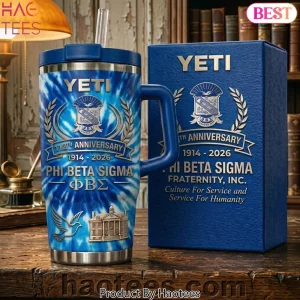 Phi Beta Sigma 112th Anniversary Commemorative Blue Tie Dye Handle Tumbler