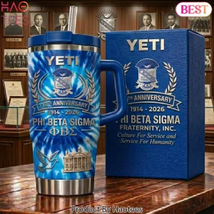 Phi Beta Sigma 112th Anniversary Commemorative Blue Tie Dye Handle Tumbler
