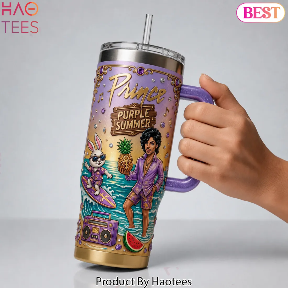 Prince Purple Summer Handle Tumbler Prince Purple Summer Handle Tumbler