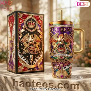 Queen Band Luxury 3D Embossed Tumbler With Handle