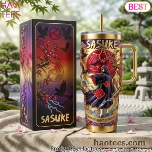 Sasuke Moonlight Shinobi 3D Premium Gold 40oz Tumbler with Handle