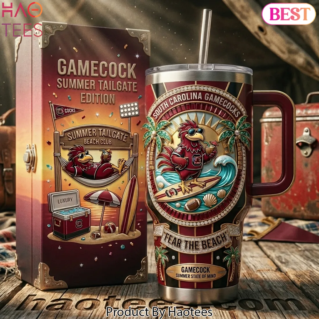 SC Gamecocks Luxury Summer Tailgate Edition 40oz Tumbler With Handle SC Gamecocks Luxury Summer Tailgate Edition 40oz Tumbler With Handle