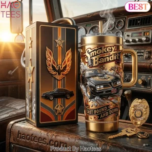 Smokey and the Bandit East Bound and Down 40oz Gold Tumbler With Handle