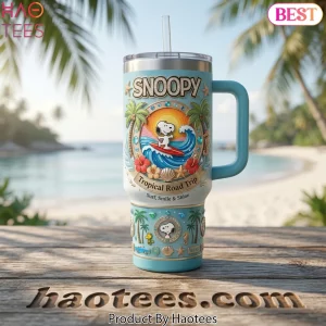 Snoopy Tropical Road Trip 40oz Insulated Tumbler With Handle