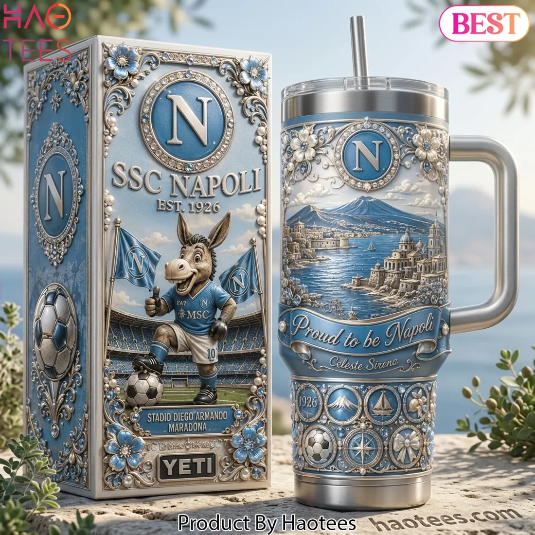 SSC Napoli Est. 1926 Ornate 40oz Tumbler With Handle SSC Napoli Est. 1926 Ornate 40oz Tumbler With Handle