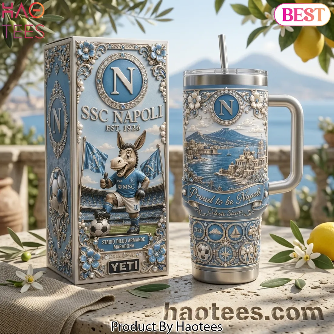 SSC Napoli Est. 1926 Ornate 40oz Tumbler With Handle SSC Napoli Est. 1926 Ornate 40oz Tumbler With Handle