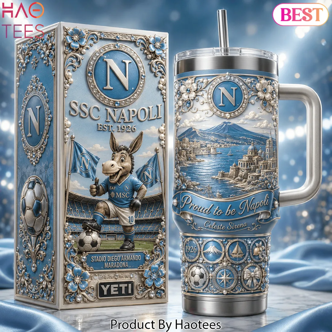 SSC Napoli Est. 1926 Ornate 40oz Tumbler With Handle SSC Napoli Est. 1926 Ornate 40oz Tumbler With Handle