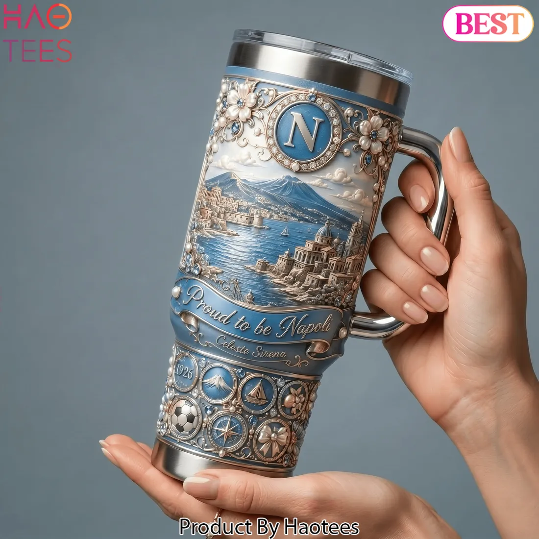 SSC Napoli Est. 1926 Ornate 40oz Tumbler With Handle SSC Napoli Est. 1926 Ornate 40oz Tumbler With Handle