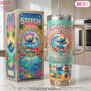 Stitch Aloha Vibes Ohana Means Family Premium 40oz Tumbler With Handle