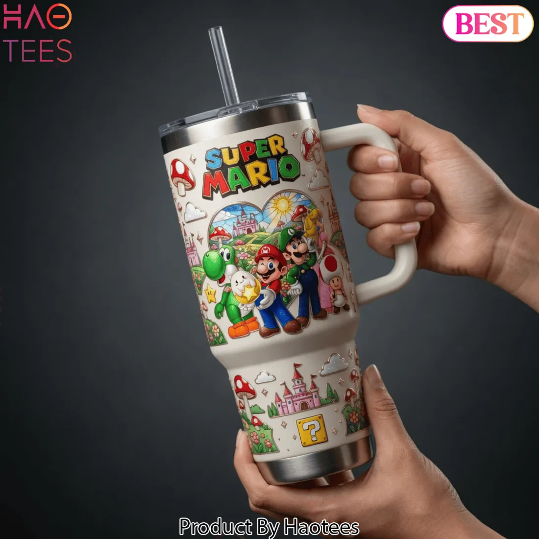 Super Mario Bros. Character Art Premium 40oz Tumbler with Handle Super Mario Bros. Character Art Premium 40oz Tumbler with Handle