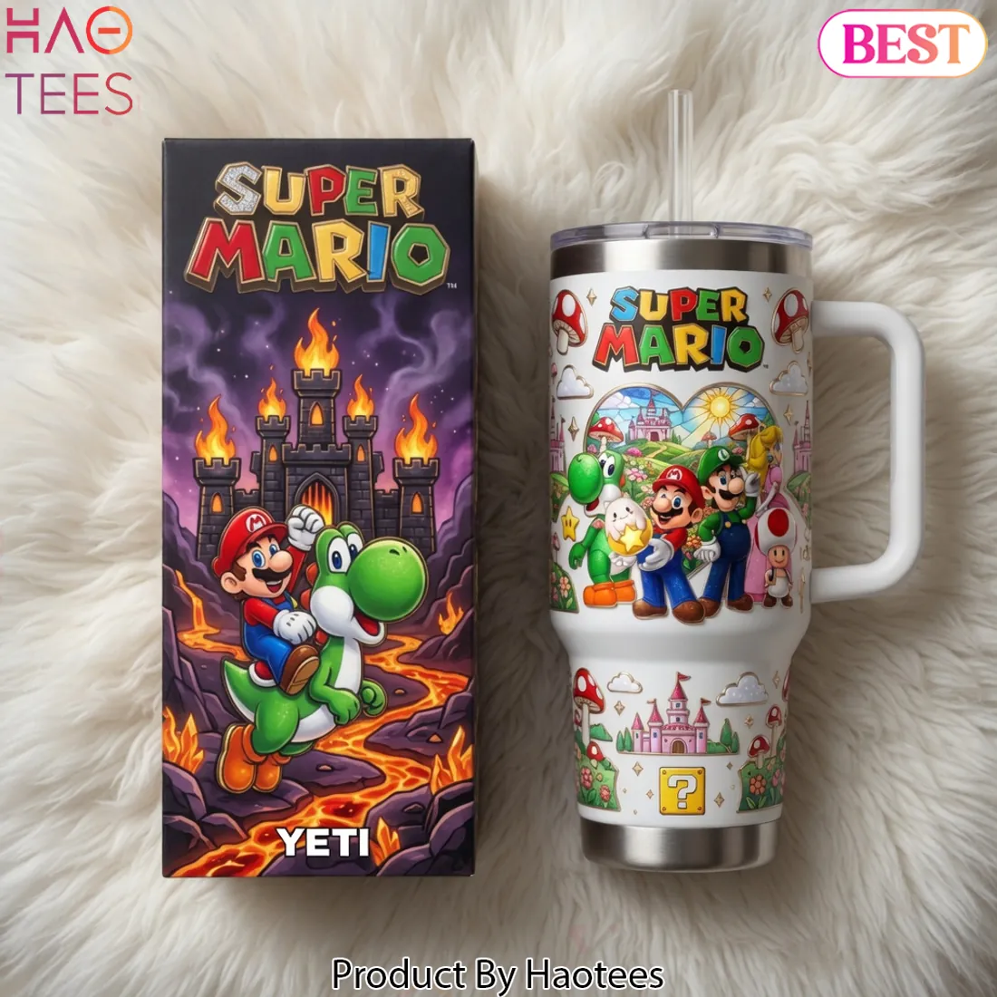 Super Mario Bros. Character Art Premium 40oz Tumbler with Handle Super Mario Bros. Character Art Premium 40oz Tumbler with Handle
