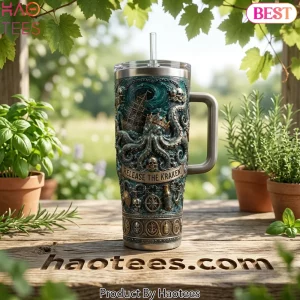 The Kraken 3D Embossed “Release The Kraken!” 40oz Tumbler with Handle