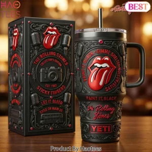 The Rolling Stones Paint It Black Collector’s Edition 3D Embossed Matte Black Handle Tumbler
