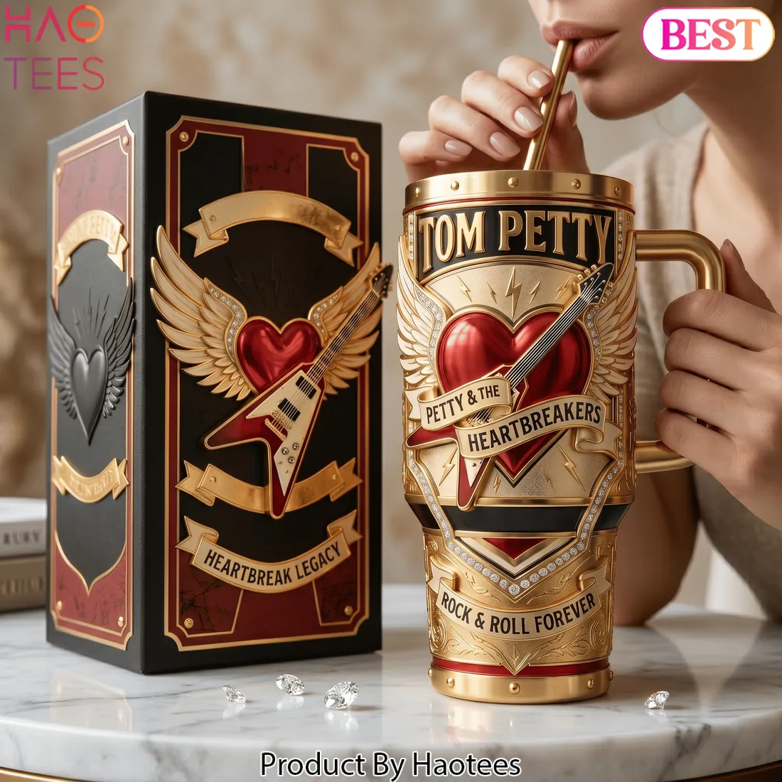 Tom Petty & The Heartbreakers Heartbreak Legacy Gold Premium Tumbler Tom Petty & The Heartbreakers Heartbreak Legacy Gold Premium Tumbler