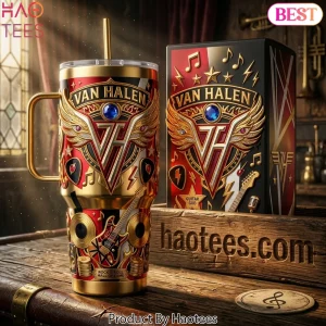 Van Halen Rock and Roll Hall of Fame Gold 3D Embossed 40oz Tumbler With Handle