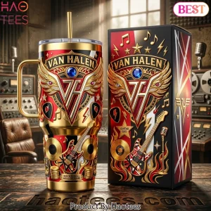 Van Halen Rock and Roll Hall of Fame Gold 3D Embossed 40oz Tumbler With Handle