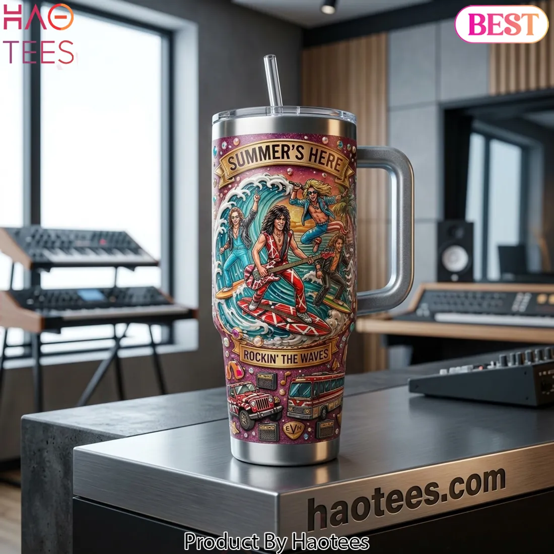 Van Halen Summer Jam Tour '84 Rockin' The Waves Handled Tumbler