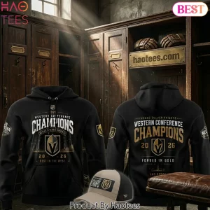 Vegas Golden Knights 2026 Western Conference Champions Forged In Gold Hoodie Vegas Golden Knights 2026 Western Conference Champions Forged In Gold Hoodie