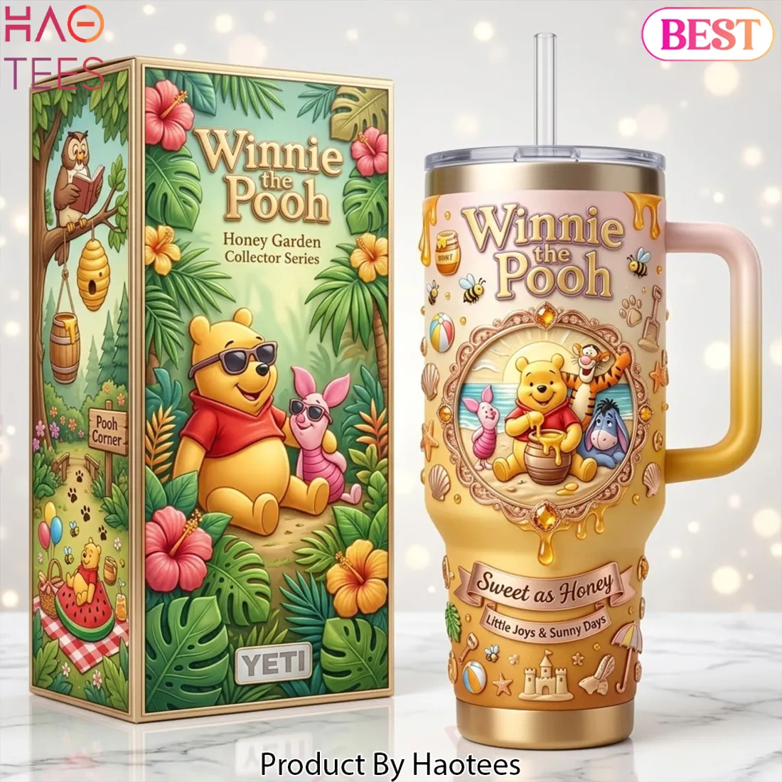 Winnie the Pooh Honey Garden Collector Series 40oz Tumbler with Handle Winnie the Pooh Honey Garden Collector Series 40oz Tumbler with Handle