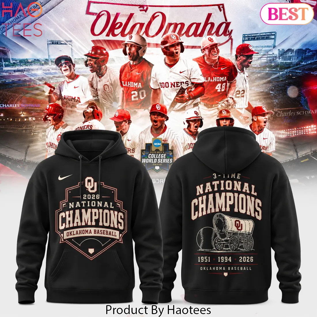Oklahoma Sooners Baseball 2026 National Champions Commemorative Hoodie Oklahoma Sooners Baseball 2026 National Champions Commemorative Hoodie