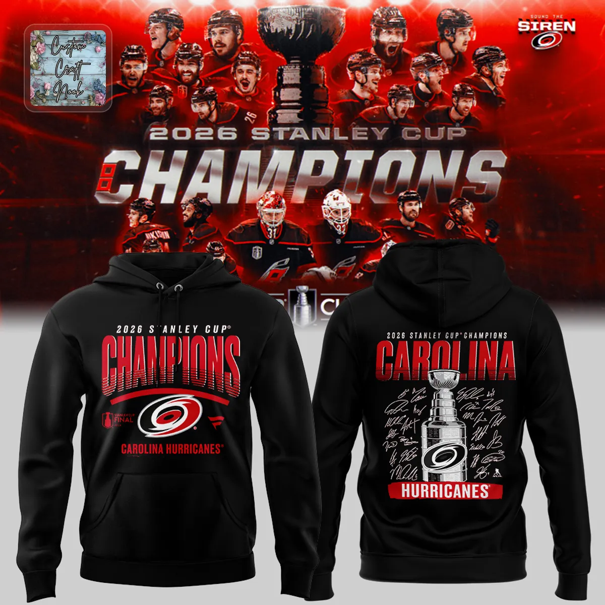 Carolina Hurricanes 2026 Stanley Cup Champions Hoodie Carolina Hurricanes 2026 Stanley Cup Champions Hoodie