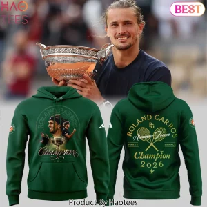 Alexander Zverev Roland Garros Champion 2026 Commemorative Green Hoodie