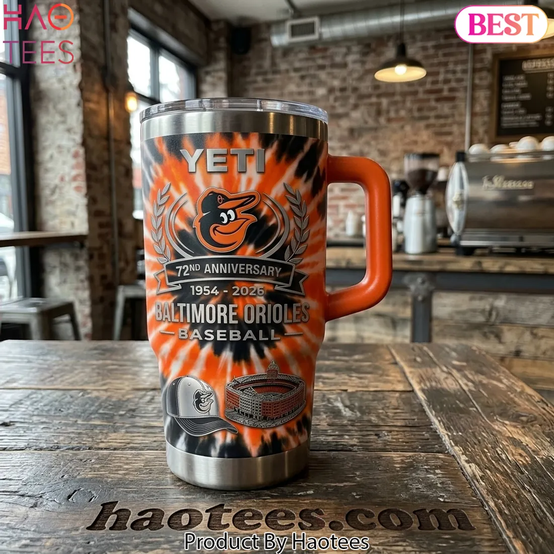 Baltimore Orioles 72nd Anniversary Tie-Dye Stainless Steel Handle Tumbler