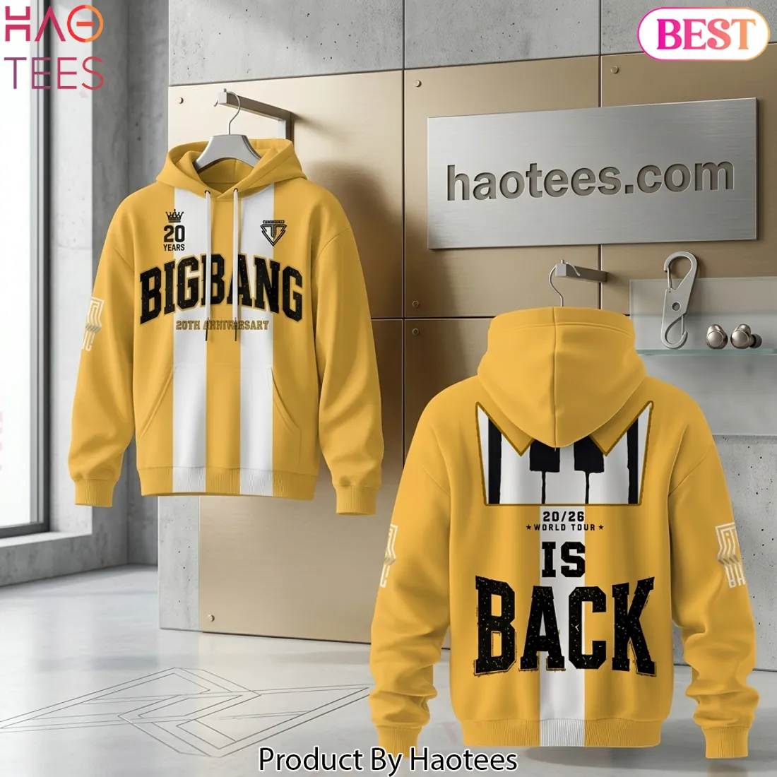 Bigbang 20th Anniversary World Tour Yellow Striped Pullover Hoodie