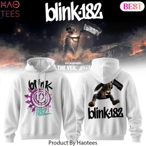 Blink-182 Europe Tour Never Grew Up White Graphic Hoodie