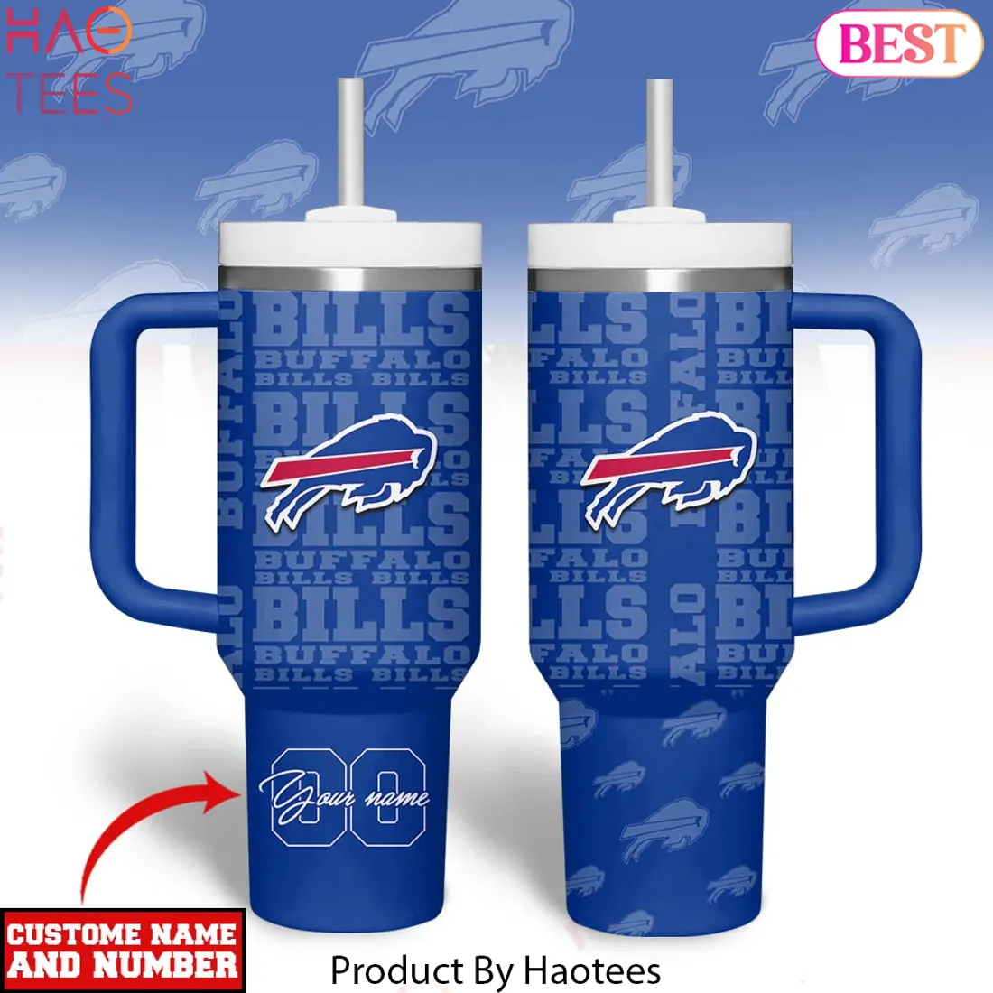 Buffalo Bills Personalized Name and Number Insulated 40oz Travel Tumbler Buffalo Bills Personalized Name and Number Insulated 40oz Travel Tumbler
