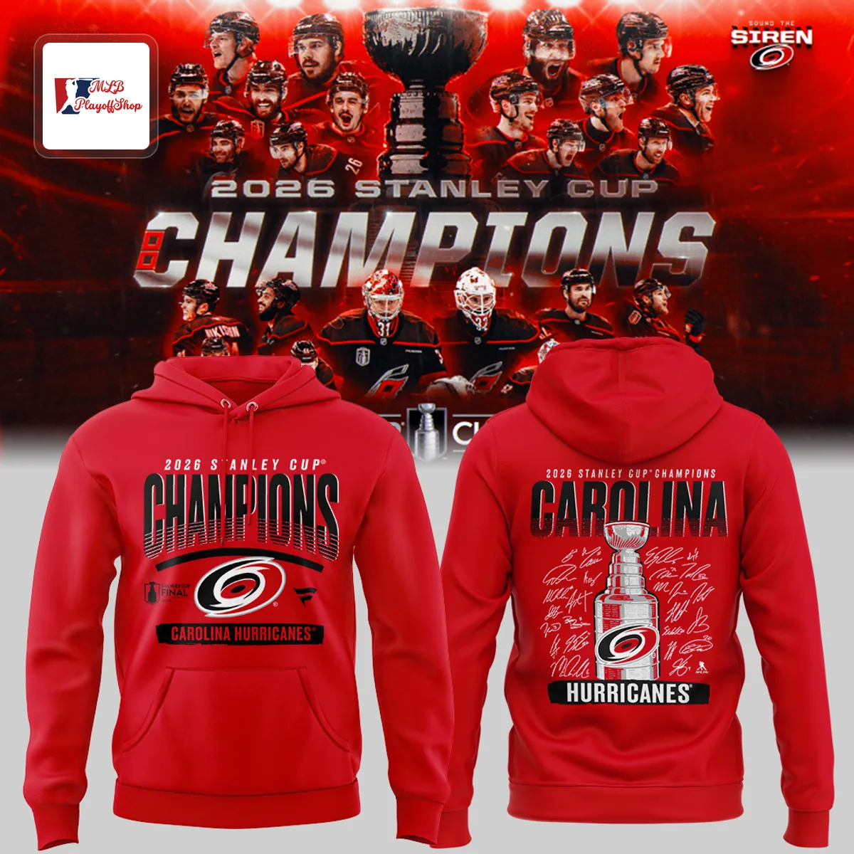 Carolina Hurricanes 2026 Stanley Cup Champions Commemorative Hoodie Carolina Hurricanes 2026 Stanley Cup Champions Commemorative Hoodie