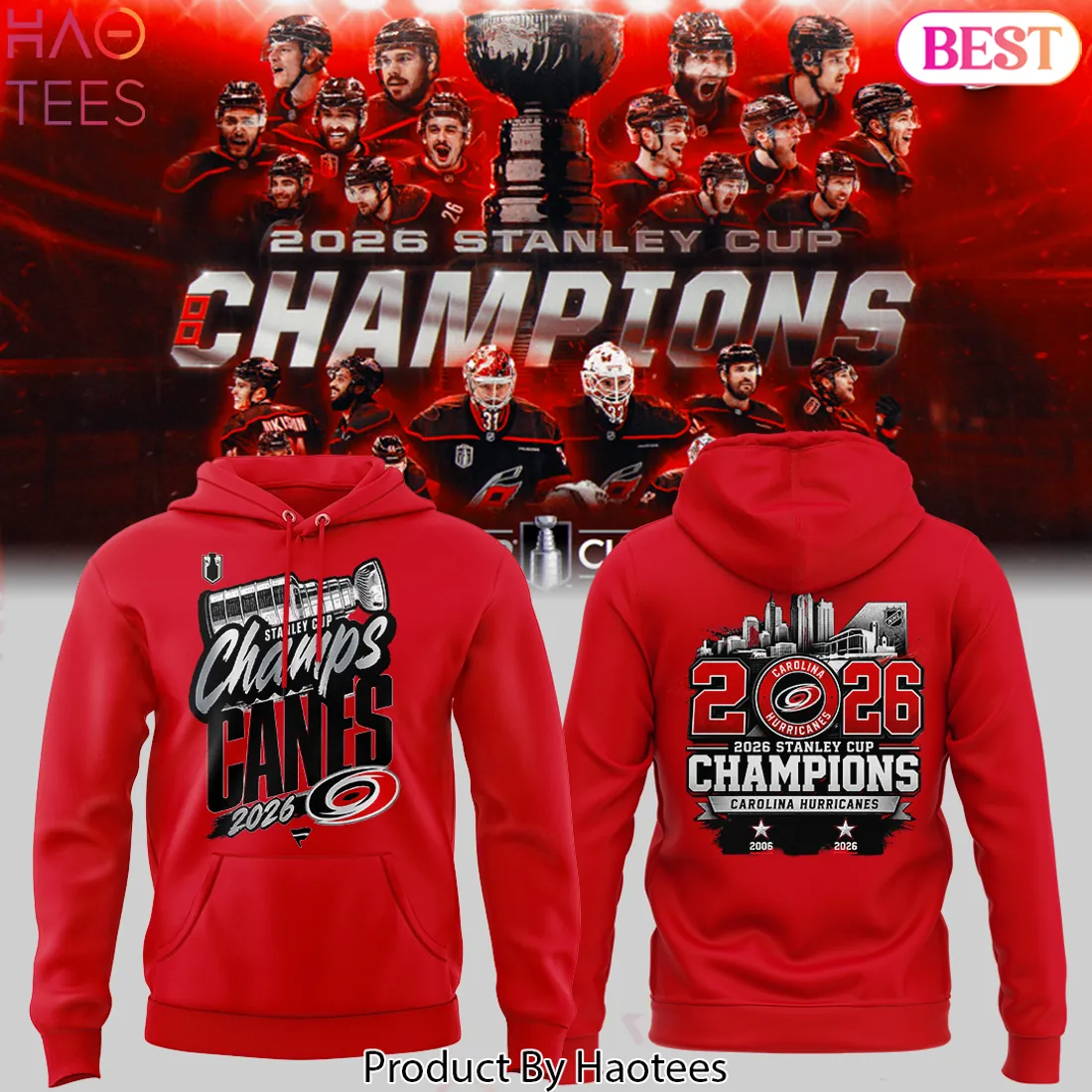 Carolina Hurricanes 2026 Stanley Cup Champions Commemorative Hoodie Carolina Hurricanes 2026 Stanley Cup Champions Commemorative Hoodie