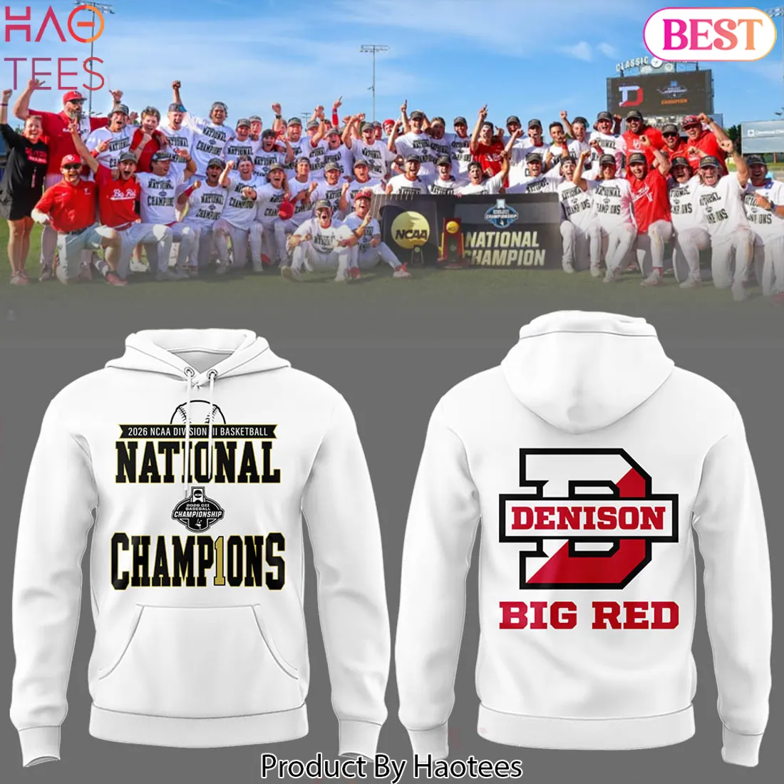 Denison Big Red 2026 NCAA Division III National Champions Commemorative Hoodie Denison Big Red 2026 NCAA Division III National Champions Commemorative Hoodie