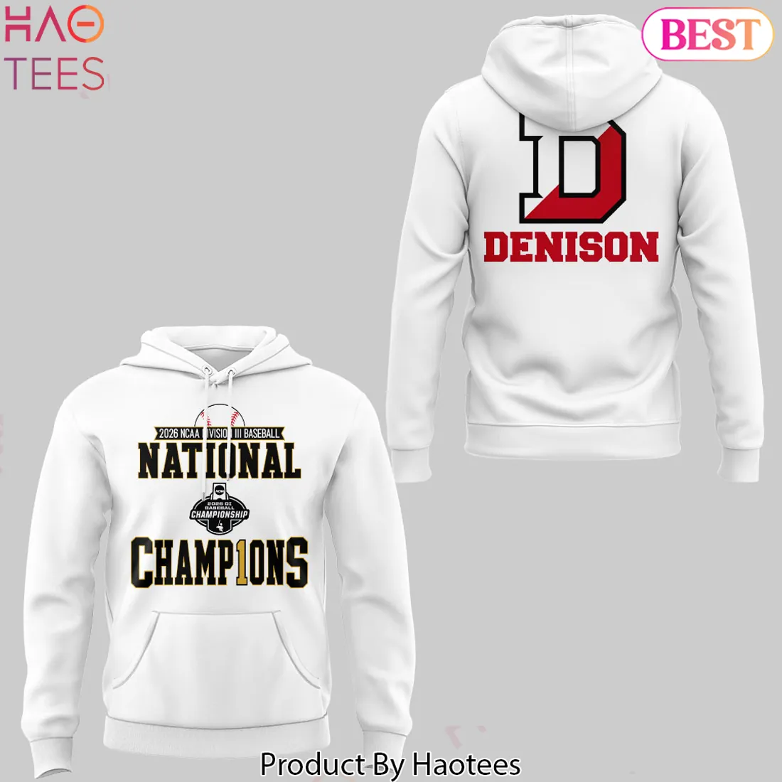 Denison Big Red 2026 NCAA Division III National Champions Commemorative Hoodie Denison Big Red 2026 NCAA Division III National Champions Commemorative Hoodie