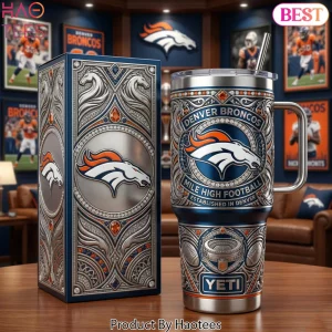 Denver Broncos “Mile High Football” Luxury 40oz Tumbler with Handle and Lid