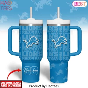 Detroit Lions Personalized Custom Name and Number 40oz Travel Tumbler