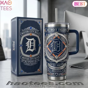 Detroit Tigers Motor City Roar Legacy Edition Premium 3D 40oz Tumbler with Lid and Straw