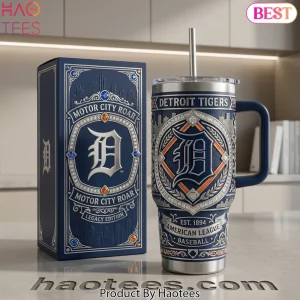 Detroit Tigers Motor City Roar Legacy Edition Premium 3D 40oz Tumbler with Lid and Straw
