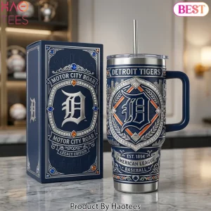 Detroit Tigers Motor City Roar Legacy Edition Premium 3D 40oz Tumbler with Lid and Straw