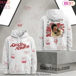 Gracie Abrams The Look At My Life Tour Cherry Stars White Hoodie Gracie Abrams The Look At My Life Tour Cherry Stars White Hoodie