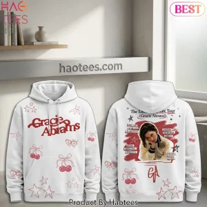 Gracie Abrams The Look At My Life Tour Cherry Stars White Hoodie