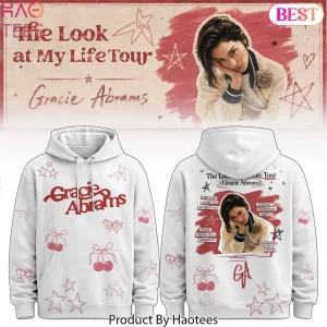 Gracie Abrams The Look At My Life Tour Cherry Stars White Hoodie