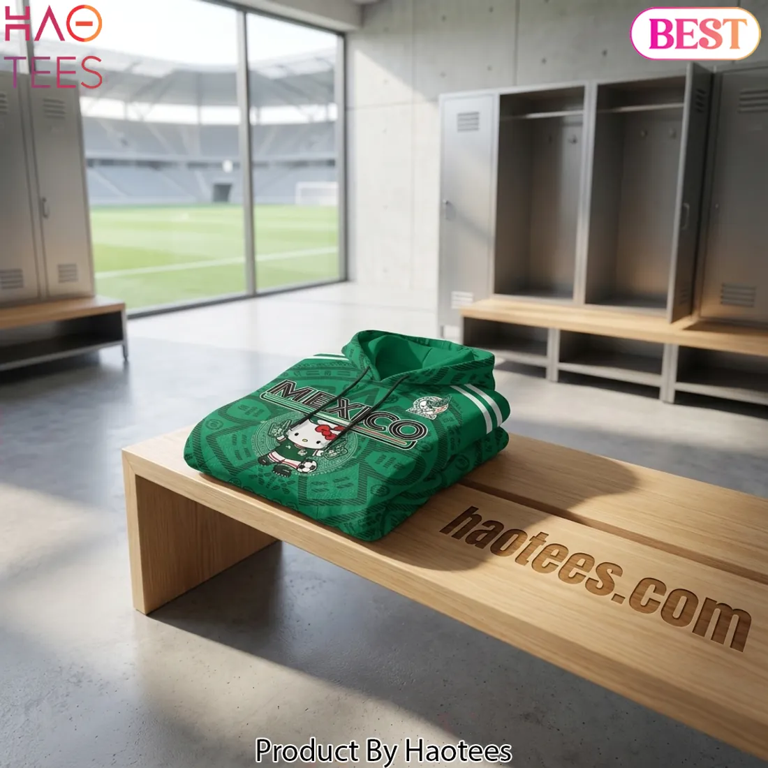 Hello Kitty Mexico Soccer Fan Graphic Print Hoodie