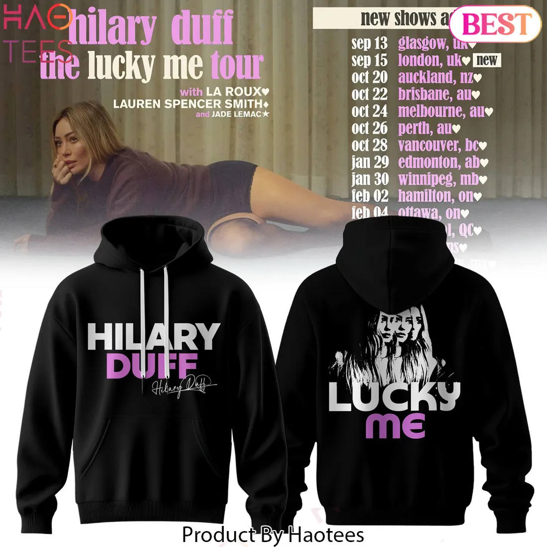 Hilary Duff Lucky Me Tour Concert Fan Hoodie Hilary Duff Lucky Me Tour Concert Fan Hoodie