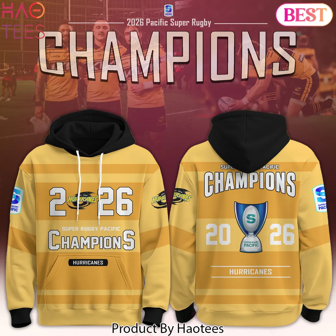 Hurricanes Super Rugby Pacific 2026 Champions Commemorative 3D Hoodie Hurricanes Super Rugby Pacific 2026 Champions Commemorative 3D Hoodie