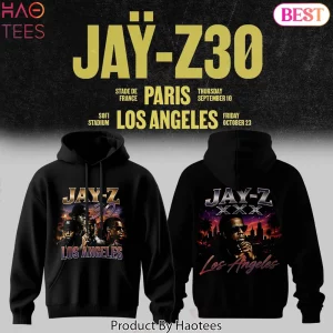 Jay-Z 30 Paris Los Angeles Concert Tour Vintage Graphic Hoodie