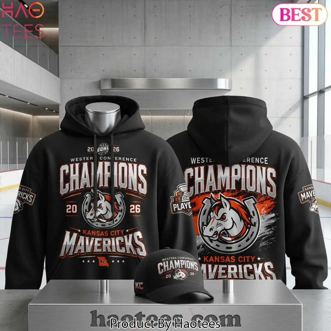 Kansas City Mavericks 2026 Western Conference Champions Pullover Hoodie