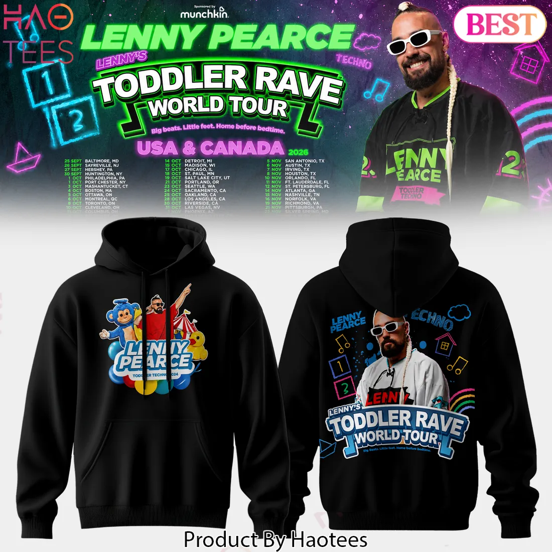 Lenny Pearce Toddler Rave World Tour Official Techno Hoodie Lenny Pearce Toddler Rave World Tour Official Techno Hoodie