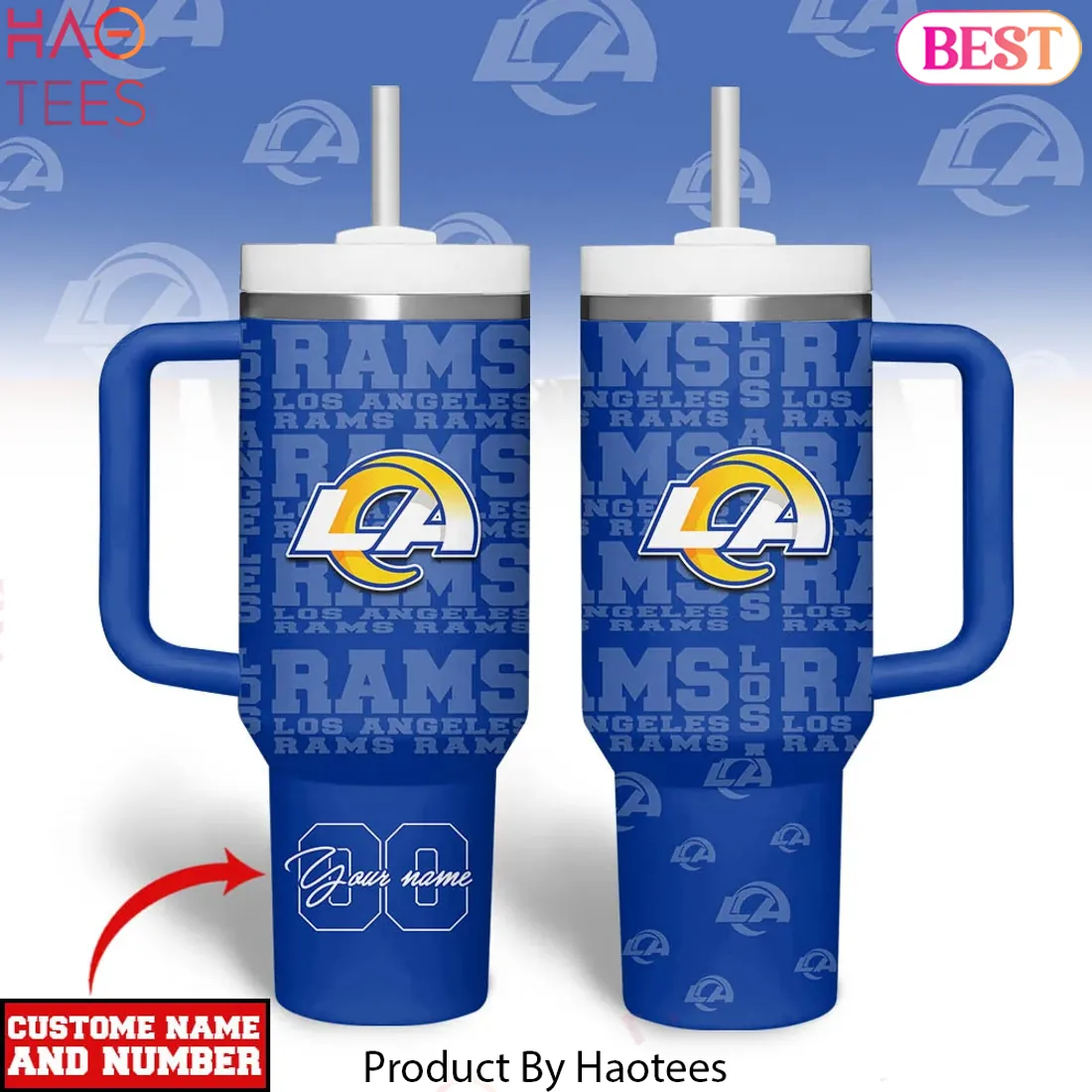 Los Angeles Rams Personalized Custom Name and Number 40oz Travel Tumbler Los Angeles Rams Personalized Custom Name and Number 40oz Travel Tumbler